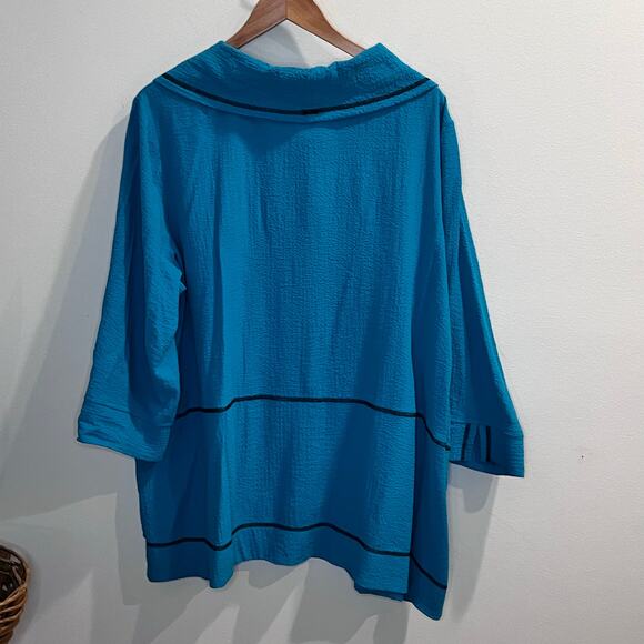 Ali Miles Cowl Neck Tunic Side Pockets Size 2x Artsy Gauzy light‎ weight - Picture 2 of 6